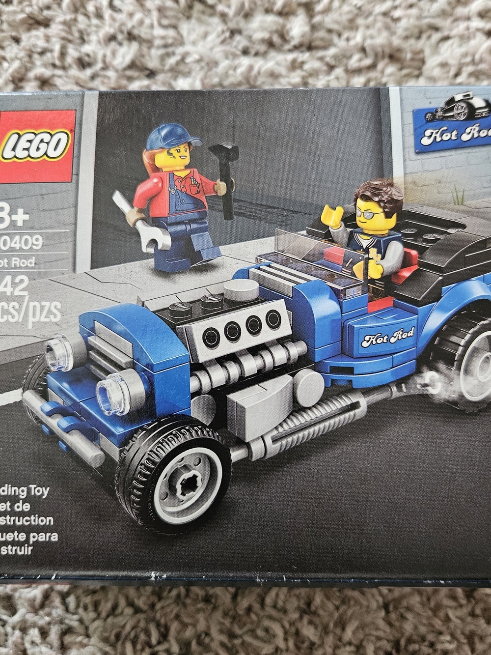 Lego Blue Hot Rod Car Building Set with Minifigures